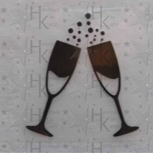 Bügelbild - 2 Sektgläser / Champagner - viele mögliche Farben