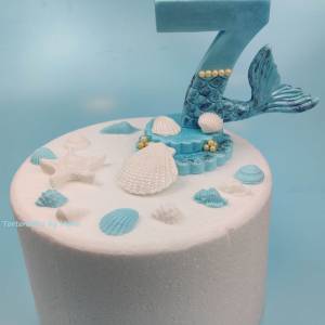 Tortendeko für ein Geburtstag Meerjungfrau Zahl Bild 1