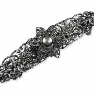 Französische Haarspange Silber, Antike Metall Haarspange, Dirndl Trachten Haarschmuck, Brautschmuck Hochzeit Haarspange Bild 1