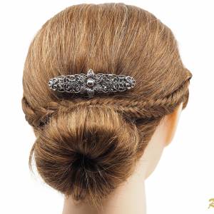 Französische Haarspange Silber, Antike Metall Haarspange, Dirndl Trachten Haarschmuck, Brautschmuck Hochzeit Haarspange Bild 3