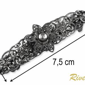 Französische Haarspange Silber, Antike Metall Haarspange, Dirndl Trachten Haarschmuck, Brautschmuck Hochzeit Haarspange Bild 4
