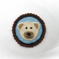gehäkelter Aufnäher Bär, Button  Teddybär Applikation Klettie 11 cm, Farbwahl Bild 2