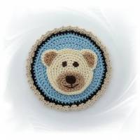 gehäkelter Aufnäher Bär, Button  Teddybär Applikation Klettie 11 cm, Farbwahl Bild 3
