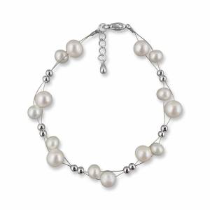 Hochzeitsschmuck Süßwasser Perlenarmband, Armband Braut echte Perlen, 925 Silber, Brautarmband edel, Perlen Armkette Bild 1