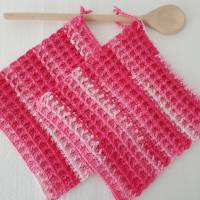 Set Topflappen mit Waffelmuster, 100% Baumwolle, pink, rosa Bild 1