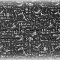COFFEE - 4tlg Stoffpaket in schwarz weiß aus Baumwolle, 70 x 50cm, für Patchwork und Deko Bild 4