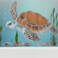 Grußkarte/ Sammelkarte-    Wasserschildkröte-  handgemalt Bild 1