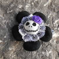 Skull  Blume Stoff schwarz mit lila Rose  Totenkopf ,Haarspange ,cosplay, Spitze, Bild 2
