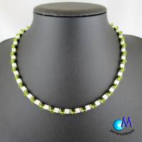 Wechsel-schmuck Magnet Glas-Perlen Collier weiß mit grün Statement-Kette  ART 3884 Bild 1