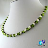 Wechsel-schmuck Magnet Glas-Perlen Collier weiß mit grün Statement-Kette  ART 3884 Bild 2