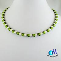Wechsel-schmuck Magnet Glas-Perlen Collier weiß mit grün Statement-Kette  ART 3884 Bild 4