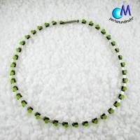 Wechsel-schmuck Magnet Glas-Perlen Collier weiß mit grün Statement-Kette  ART 3884 Bild 5