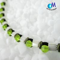 Wechsel-schmuck Magnet Glas-Perlen Collier weiß mit grün Statement-Kette  ART 3884 Bild 6