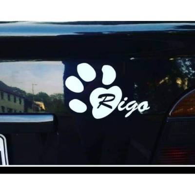 Pfoten Aufkleber mit Namen verschiedene Farben