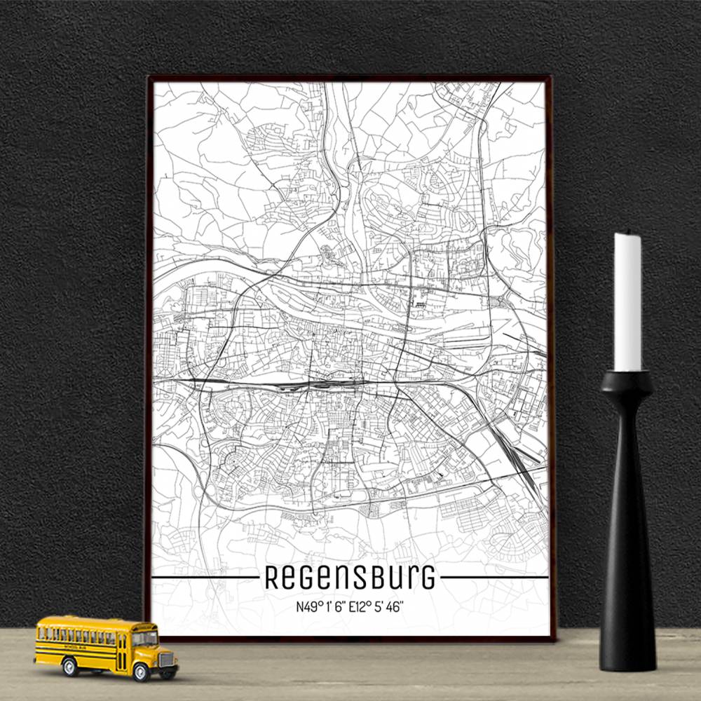 Stadtplan REGENSBURG - Just a Map I Digitaldruck Stadtkarte citymap City Poster Kunstdruck Stadt Karte Bild 1