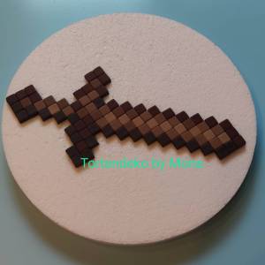 Tortenaufleger Fondant Zuckerfigur Tortenbild Tortendeko Tortendekoration Fondantplatte Minecraft Schwert Bild 2
