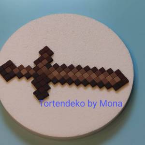 Tortenaufleger Fondant Zuckerfigur Tortenbild Tortendeko Tortendekoration Fondantplatte Minecraft Schwert Bild 4