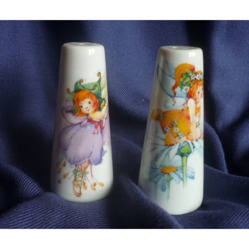 Salzstreuer Elfe Glockenblume und  Pfefferstreuer Elfe Margeritte