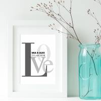 Hochzeit Poster | personalisiertes Geschenk | Valentinstag | Brautpaar | individuell | LOVE | Typo | Schrift | Design | Bild 10