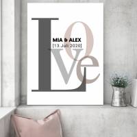 Hochzeit Poster | personalisiertes Geschenk | Valentinstag | Brautpaar | individuell | LOVE | Typo | Schrift | Design | Bild 9