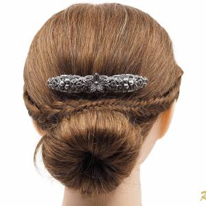 Haarspange Silber, Trachten Haarspange Dirndl Schmuck, Metall Haarspange Jugendstil, Hochzeit Haarspange Braut Bild 3