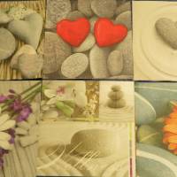 6 Servietten / Motivservietten  Natur / Nature / Wellness / Steine / Herz / Sand / Blumen  Motive Mix 5 Bild 1