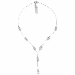Y Perlenkette Hochzeit, 925 Silber, Swarovski Kristalle, Geschenkbox, Halskette mit Perlen, Brautschmuck, Perlen Collier Bild 2