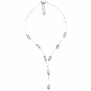 Y Perlenkette Hochzeit, 925 Silber, Swarovski Kristalle, Geschenkbox, Halskette mit Perlen, Brautschmuck, Perlen Collier Bild 3
