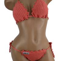 Bikini Damen gehäkelt coral Häkelbikini Spezialgarn Bild 1