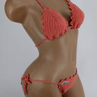 Bikini Damen gehäkelt coral Häkelbikini Spezialgarn Bild 3