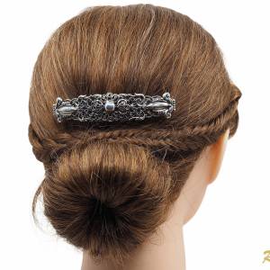 Haarspange Vintage Silber, Französische Haarspange, Braut Haar Clip Haarschmuck Hochzeit, Metall Haarspange Jugendstil Bild 3