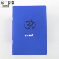 Notizheft, indigo-blau, om shanti Frieden, DIN A6, handgefertigt, Recyclingpapier, Chakra Bild 1