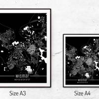 Stadtplan WISMAR - Just a Black Map I Digitaldruck Stadtkarte citymap City Poster Kunstdruck Stadt Karte Bild 5