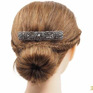 Trachtenschmuck Haarspange Silber, Metall Haarspange Antik, Dirndl Haarschmuck Oktoberfest Wiesn, Filigrane Haarspange Bild 3