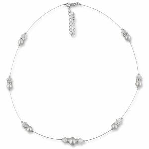 Perlenkette Vintage, 925 Silber, Swarovski Steine, Halskette mit Perlen, Kette Hochzeit, Perlen Collier, Braut Schmuck Bild 2