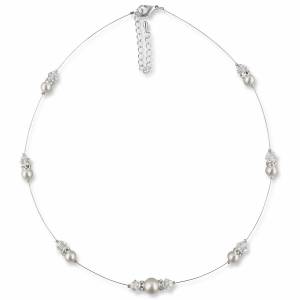 Perlenkette Vintage, 925 Silber, Swarovski Steine, Halskette mit Perlen, Kette Hochzeit, Perlen Collier, Braut Schmuck Bild 3