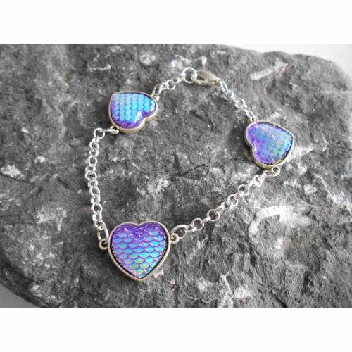 Meerjungfrau Herz, Armband versilbert, irisierend, 