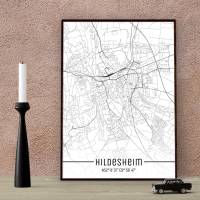 Stadtplan HILDESHEIM - Just a Map I Digitaldruck Stadtkarte citymap City Poster Kunstdruck Stadt Karte Bild 1