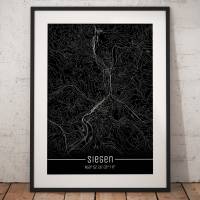 Stadtplan SIEGEN - Just a Black Map I Digitaldruck Stadtkarte citymap City Poster Kunstdruck Stadt Karte Bild 1