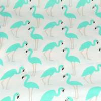 Loop Schlauchschal weiß mint grün Flamingo Flamingos Schal handmade Bild 4