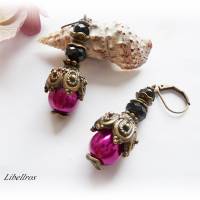 1 Paar Ohrhänger mit Tropfen im Vintage-Stil - Ohrringe,Geschenk,nostalgisch,boho,antiker Stil,pink,schwarz Bild 1