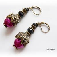 1 Paar Ohrhänger mit Tropfen im Vintage-Stil - Ohrringe,Geschenk,nostalgisch,boho,antiker Stil,pink,schwarz Bild 2