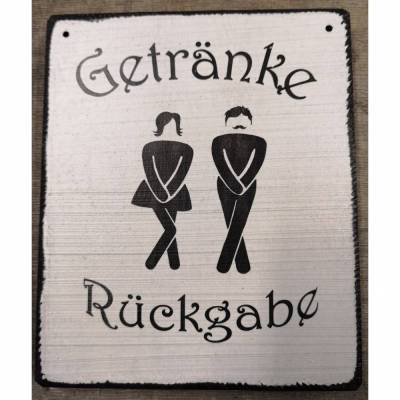 Türschild GetränkeRückgabe Wanddeko HolzSchild WC Toilette