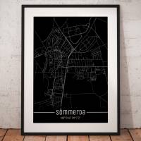 Stadtplan SÖMMERDA - Just a Black Map I Digitaldruck Stadtkarte citymap City Poster Kunstdruck Stadt Karte Bild 1
