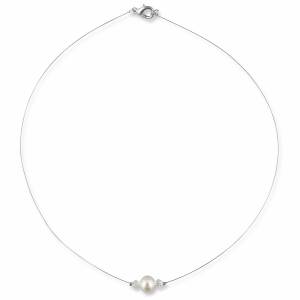 Perlen Kette mit Anhänger, 925 Silber, Swarovski Kristalle, Filigrane Perlenkette, Brautschmuck, Halskette Perle Bild 3