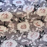 Sommersweat Frenchterry Digitaldruck mit Rosen auf grau Bild 1