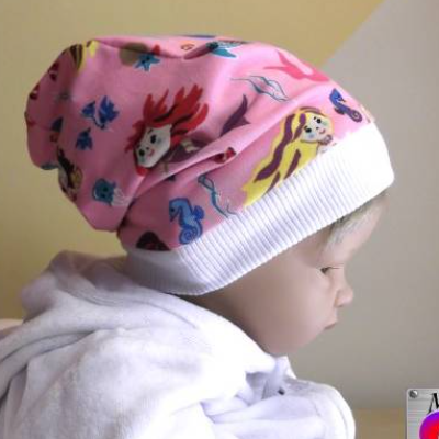 Wende-Mütze KU 39/41 "Meerjungfrauen und Sternenhimmel"