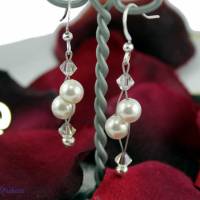 Luftig, zierliche Ohrringe für die Braut, MIT versilberter Perle EXTRA für Dich angefertigt Bild 2