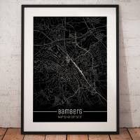 Stadtplan BAMBERG - Just a Black Map I Digitaldruck Stadtkarte citymap City Poster Kunstdruck Stadt Karte Bild 1