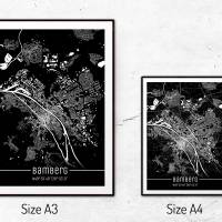 Stadtplan BAMBERG - Just a Black Map I Digitaldruck Stadtkarte citymap City Poster Kunstdruck Stadt Karte Bild 5